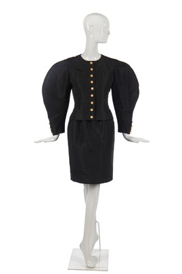 Lot 32 - A Chanel by Karl Lagerfeld black faille cocktail suit, Autumn-Winter 1988