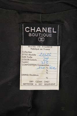 Lot 32 - A Chanel by Karl Lagerfeld black faille cocktail suit, Autumn-Winter 1988