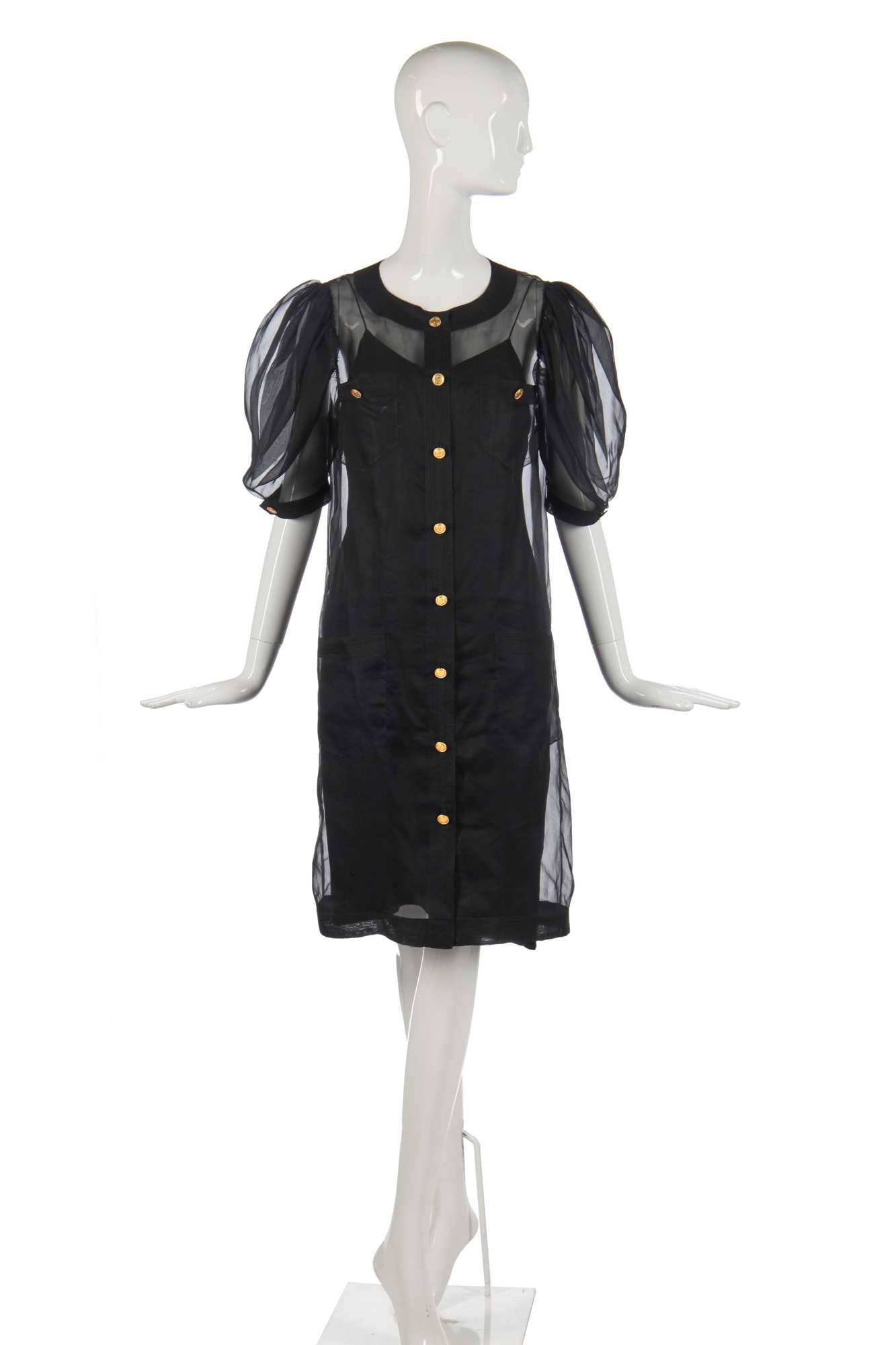 Lot 33 - A Chanel by Karl Lagerfeld black organza dinner dress, late 1980s