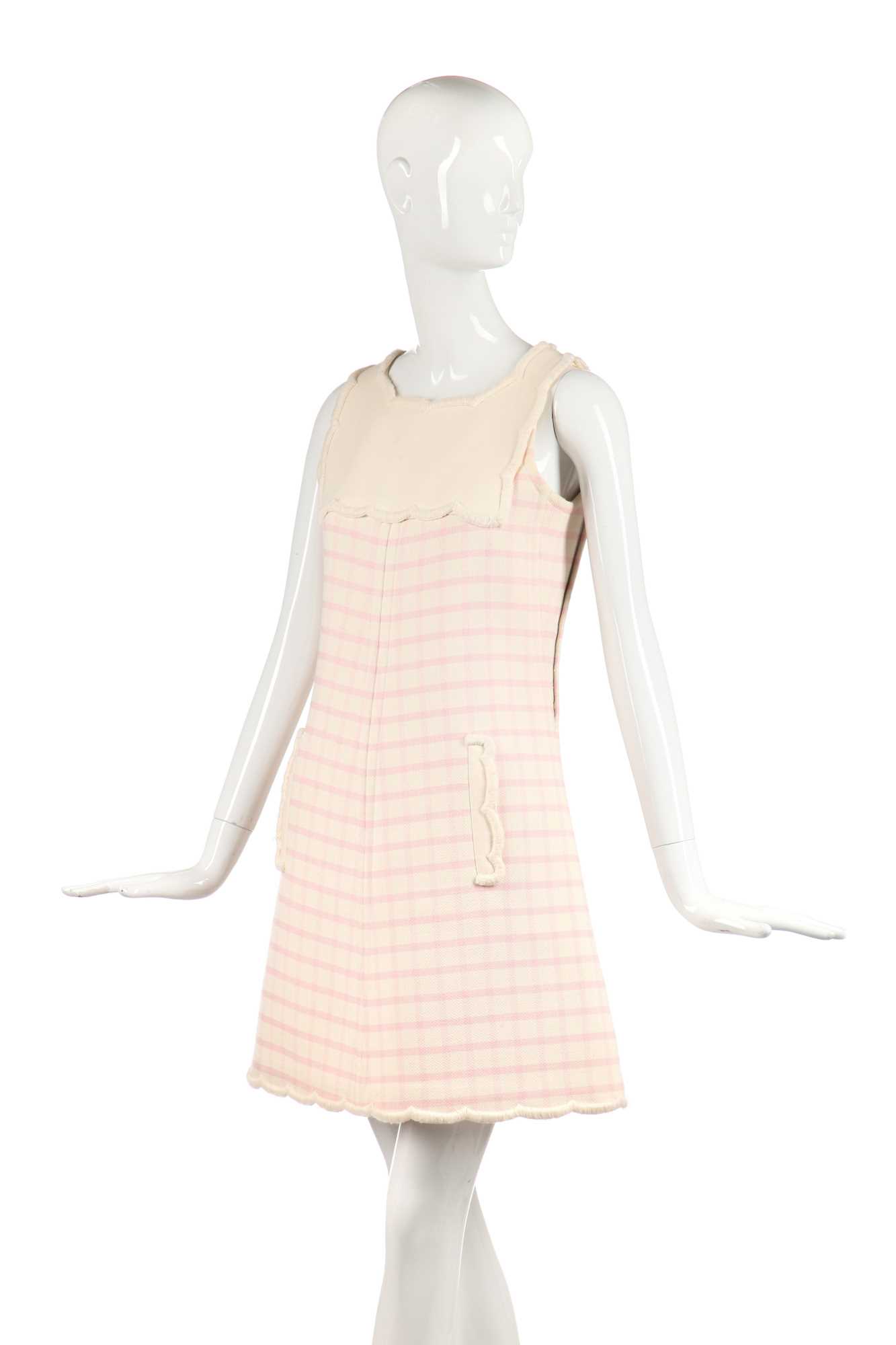 Lot 302 - A Courrèges pink and white checked mini-dress, 1968