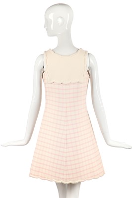 Lot 302 - A Courrèges pink and white checked mini-dress, 1968