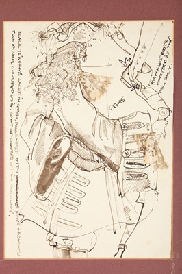 Lot 371 - John Galliano preparatory sketch for his 'Incroyables' degree show collection, 1984