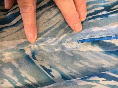 Lot 310 - A Thea Porter dress in marbled-print chiffon, 1970s