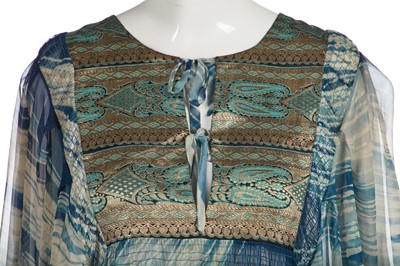 Lot 310 - A Thea Porter dress in marbled-print chiffon, 1970s