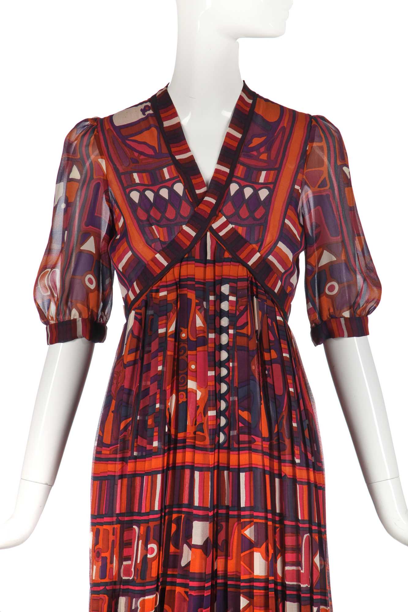 Lot 316 - A Thea Porter 'Samawa' printed chiffon dress, 1972