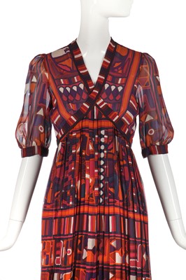 Lot 316 - A Thea Porter 'Samawa' printed chiffon dress, 1972