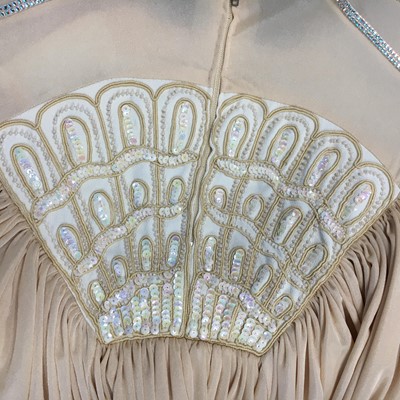 Lot 324 - Nina Baden-Semper's Bill Gibb cream Quiana jersey evening dress, Spring-Summer 1973
