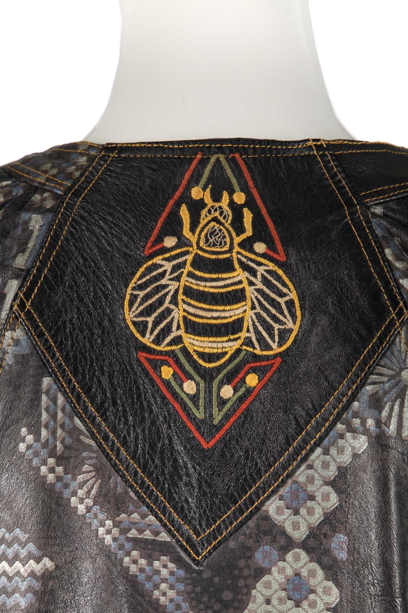 Lot 323 - Nina Baden-Semper's rare Bill Gibb printed leather jacket, circa 1972