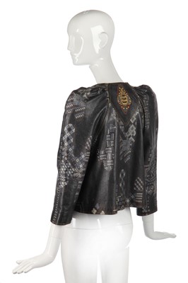 Lot 323 - Nina Baden-Semper's rare Bill Gibb printed leather jacket, circa 1972