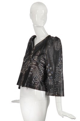 Lot 323 - Nina Baden-Semper's rare Bill Gibb printed leather jacket, circa 1972