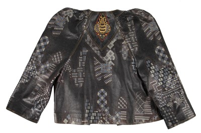 Lot 323 - Nina Baden-Semper's rare Bill Gibb printed leather jacket, circa 1972