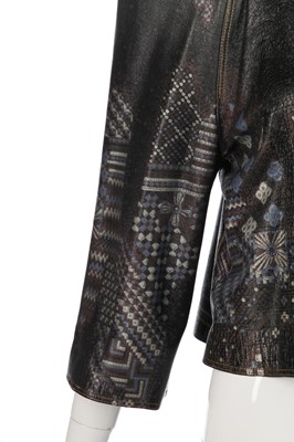 Lot 323 - Nina Baden-Semper's rare Bill Gibb printed leather jacket, circa 1972