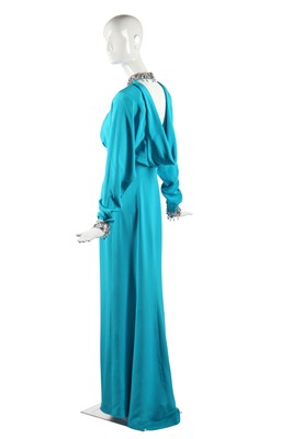 Lot 384 - A Thierry Mugler turquoise silk crêpe evening gown, circa 1995