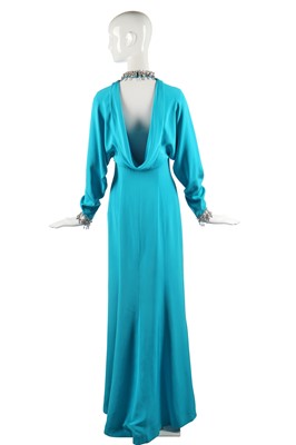 Lot 384 - A Thierry Mugler turquoise silk crêpe evening gown, circa 1995