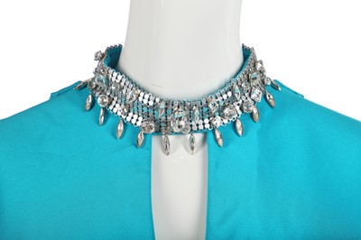 Lot 384 - A Thierry Mugler turquoise silk crêpe evening gown, circa 1995