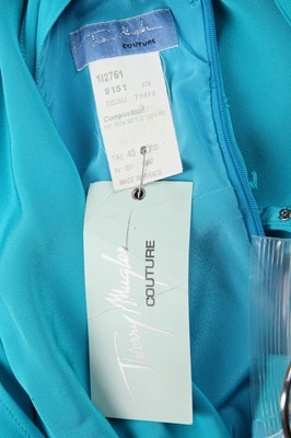 Lot 384 - A Thierry Mugler turquoise silk crêpe evening gown, circa 1995