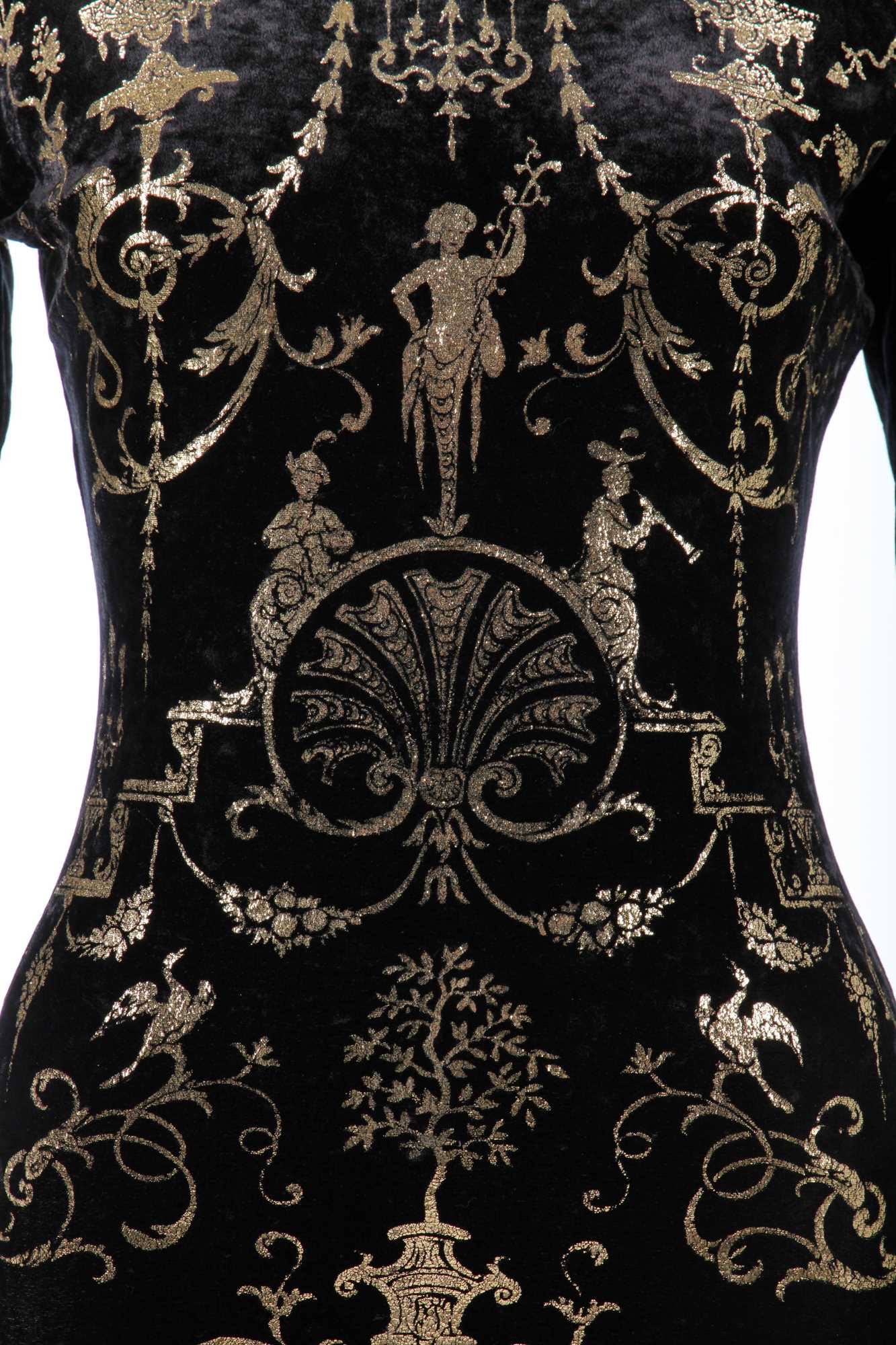 Lot 387 - A Vivienne Westwood boulle-stencilled velvet dress, 'Portrait' collection, Autumn-Winter 1990-91