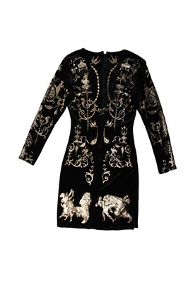 Lot 387 - A Vivienne Westwood boulle-stencilled velvet dress, 'Portrait' collection, Autumn-Winter 1990-91