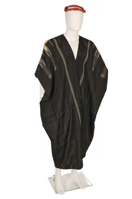 Lot 368 - A black and gold woven Aba robe, Syrian,...