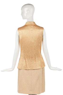 Lot 21 - A Chanel bouclé wool and apricot-gold lamé three-piece ensemble, Autumn-Winter 1996-97