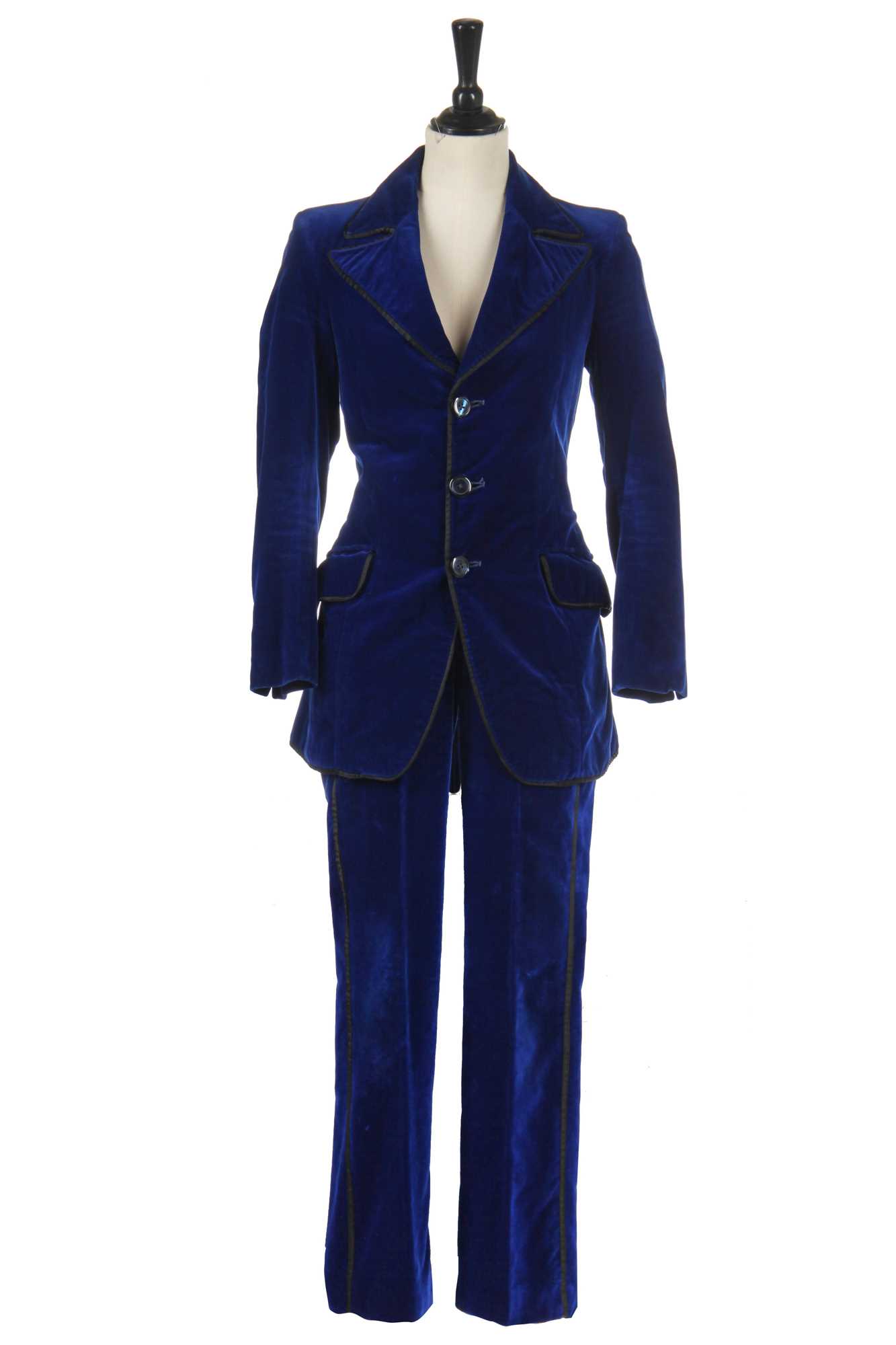 Lot 333 - A Granny Takes a Trip royal-blue velvet suit, circa 1970