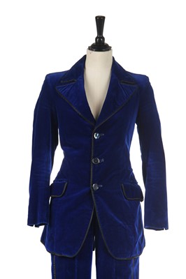 Lot 333 - A Granny Takes a Trip royal-blue velvet suit, circa 1970