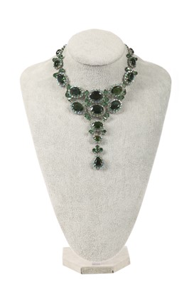 Lot 45 - A Dior necklace of faceted imitation emeralds, late 1950s-early 1960s