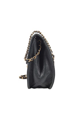 Lot 4 - A Chanel navy quilted lambskin leather flap bag, probably 1980s