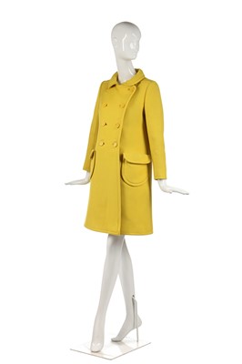 Lot 301 - A Courrèges lemon-yellow wool double-breasted coat, circa 1967