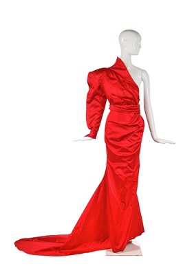 Lot 348 - A Thierry Mugler red satin evening gown, 'Hiver Russe' collection, Autumn-Winter 1986-87