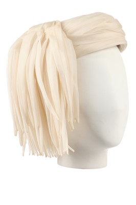 Lot 279 - A Balenciaga off-white silk chiffon hat, 1960s