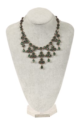 Lot 48 - A Schiaparelli parure of faceted green glass stones, late 1950s-early 1960s