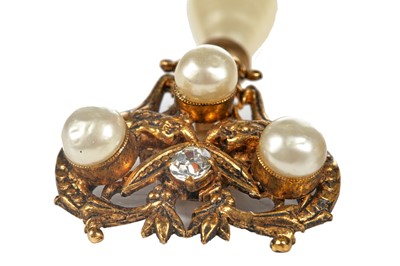 Lot 35 - A pair of Chanel pearl drop filigree earrings, 1983
