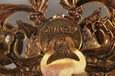 Lot 35 - A pair of Chanel pearl drop filigree earrings, 1983
