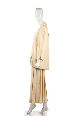 Lot 328 - A Bill Gibb embroidered ivory wool three-piece ensemble, circa 1974