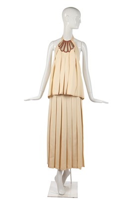 Lot 328 - A Bill Gibb embroidered ivory wool three-piece ensemble, circa 1974