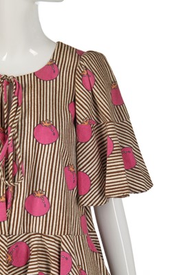 Lot 330 - A rare Biba tomato-printed brushed cotton ensemble, 1970s
