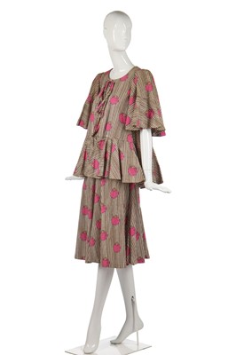 Lot 330 - A rare Biba tomato-printed brushed cotton ensemble, 1970s