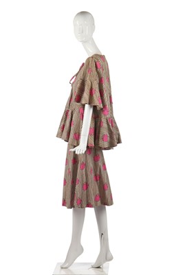 Lot 330 - A rare Biba tomato-printed brushed cotton ensemble, 1970s