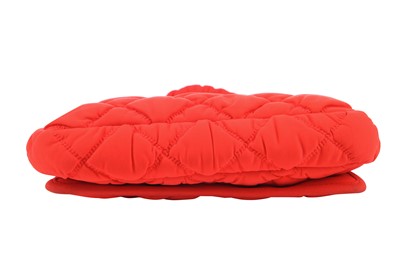 Lot 2 - A Chanel neon-orange jersey puffer-quilted flap bag, 2005-06