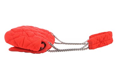 Lot 2 - A Chanel neon-orange jersey puffer-quilted flap bag, 2005-06