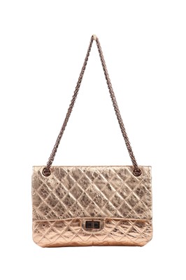 Lot 6 - A Chanel mottled rose-gold quilted leather 2.55 reissue double flap bag, 2006-08
