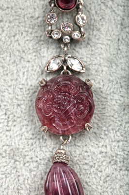 Lot 67 - A pair of Christian Dior/ John Galliano by Goossens carved amethyst earrings, probably Spring-Summer 1998