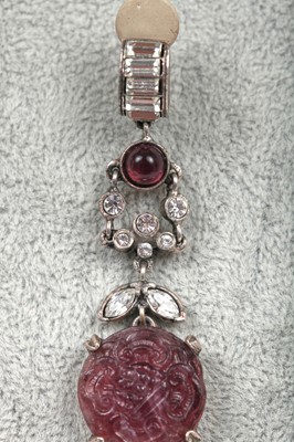 Lot 67 - A pair of Christian Dior/ John Galliano by Goossens carved amethyst earrings, probably Spring-Summer 1998