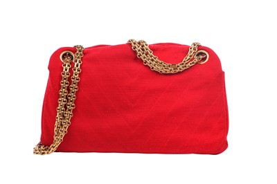 Lot 9 - A Chanel quilted scarlet jersey bag, late 1960s-early 70s