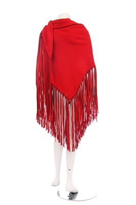 Lot 51 - An Hermès red wool and cashmere shawl, probably 1980s