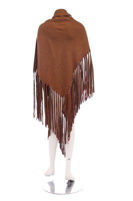 Lot 52 - An Hermès tan wool and cashmere shawl, probably 1980s