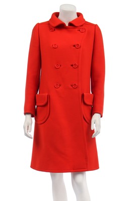 Lot 215 - A Courrèges orange wool double-breasted coat, circa 1967