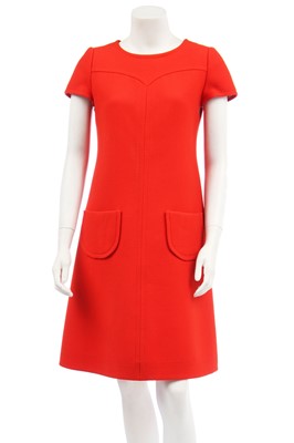 Lot 216 - A Courrèges orange wool A-line dress, circa 1967