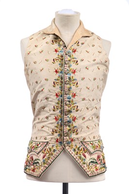 Lot 285 - A fine embroidered gentleman's waistcoat, probably French, 1790-1800